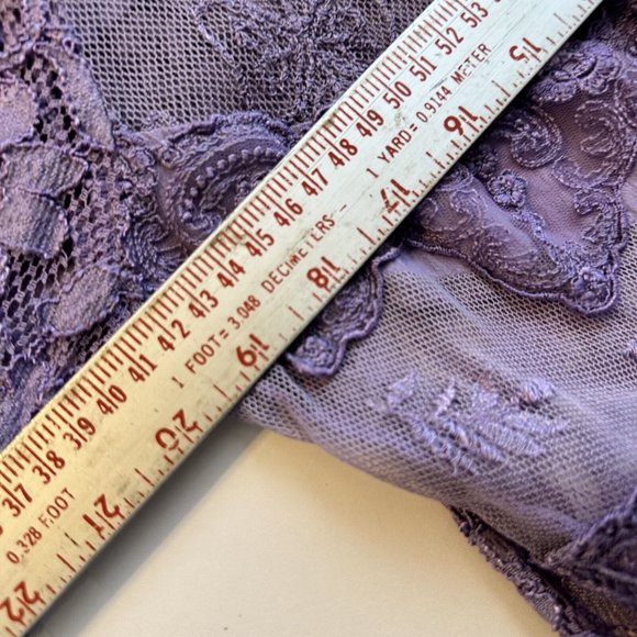 Vintage Womens Purple Lavender Long Sleeve Button Up Shirt Top Medium Lace - Picture 9 of 13